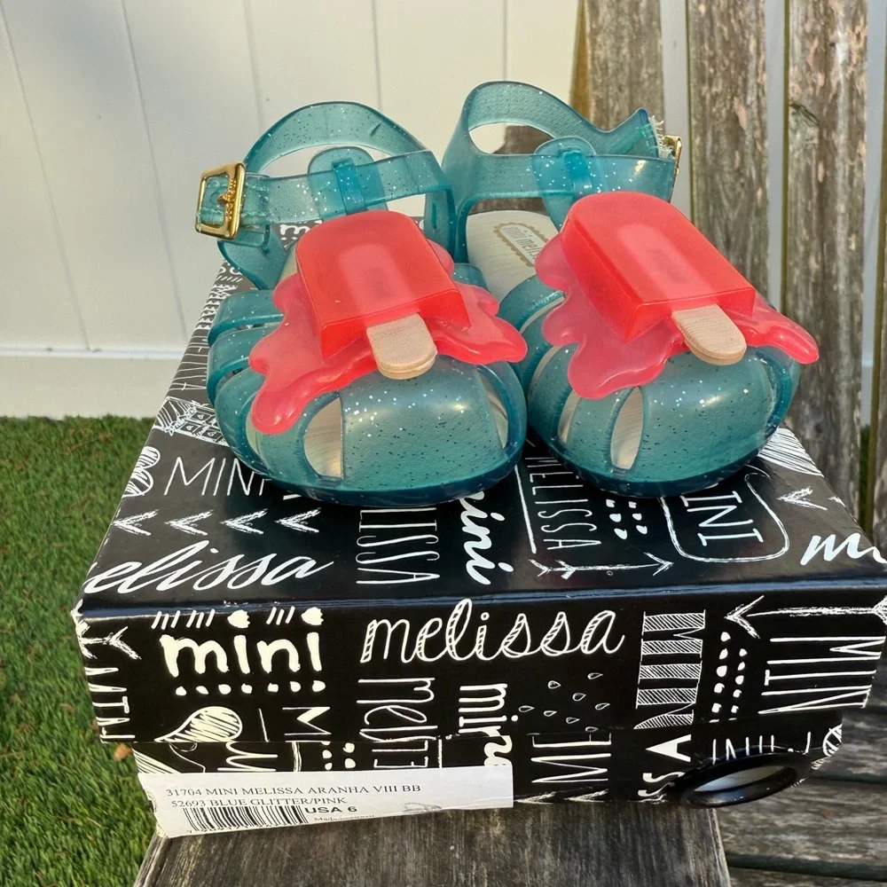 MINI MELISSA ARANHA‎ VIII Popsicle PINK/GREEN Sandals Size  6 NIB
